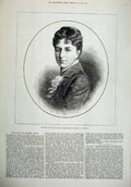 Old Antique Print 1879 Portrait King Spain Bride Archduchess Austria Art 19th