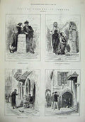 Original Old Antique Print 1879 Germany Costumes Saxony Barber'S Shop Leipsic