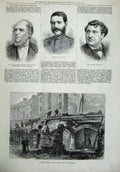 Old Antique Print 1879 Child'S Bank Fleet Street Bayley Carey Fechter Men 19th