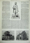 Old Antique Print 1879 Monument Gray Dublin Turnbridge Wells Eastbourne 19th