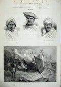 Old Antique Print 1879 India Burning Ghaut Calcutta Bhootea Gwalior Taroo 19th