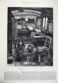 Old Antique Print 1879 Gipsy Life Interior Van Latimer Notting Children 19th