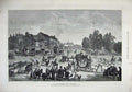 Original Old Antique Print 1879 Elephant Castle Street Horse Carriage People
