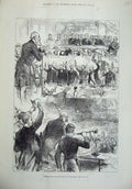 Original Old Antique Print 1879 Conservative Demonstration Birmingham Banquet