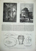 Old Antique Print 1879 Nicholas Church Cyprus Plan Tumulus Cornwall Urn 19th