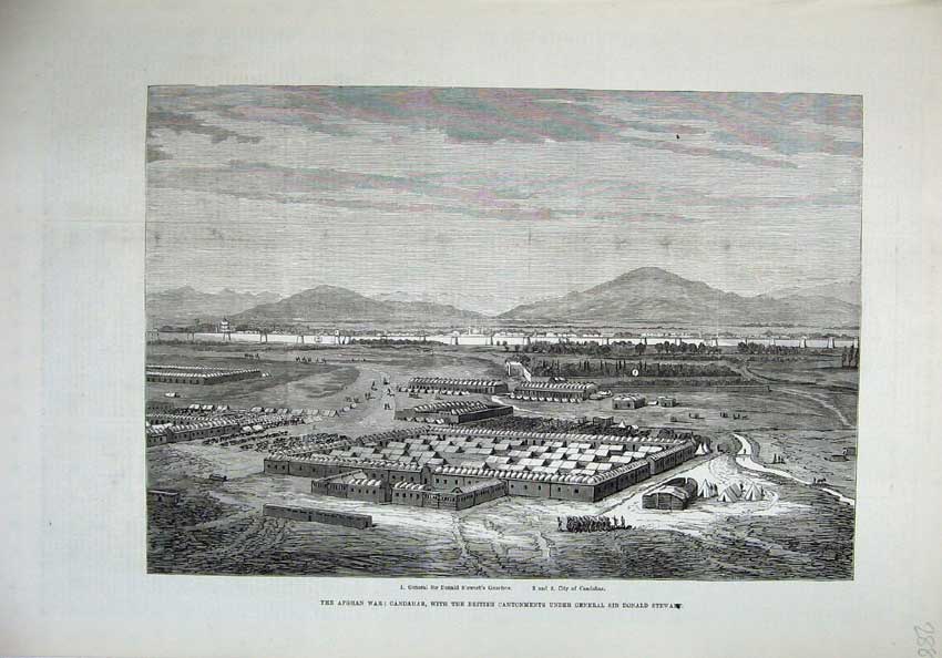 Original Old Antique Print 1879 Afghan War General Donald Stewart Candahar Art