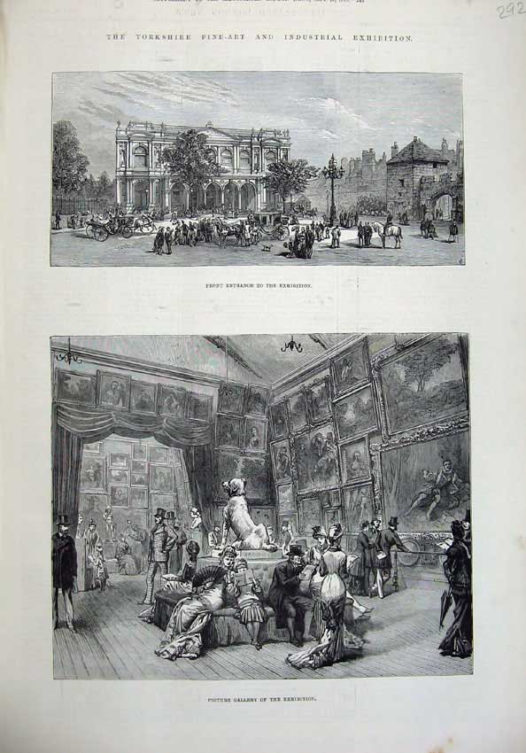Original Old Antique Print 1879 Yorkshire Fine Art Exhibtion Picture Gallery