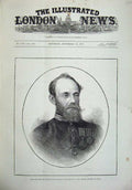 Old Antique Print 1879 Portrait Major Sir Pierre Louis Napoleon Cavagnari 19th