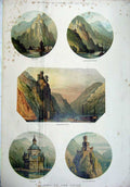 Old Antique Print Rhine 1879 Katz Rheinstein Falkenberg Pfalz Stolzenfels 19th