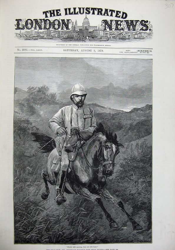 Original Old Antique Print 1879 Fine Art Zulu War Archibald Forbes Horse Ulundi