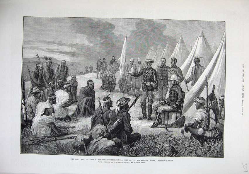 Old Antique Print 1879 Zulu War General Newdigate Spy Landman'S Drift Art 19th