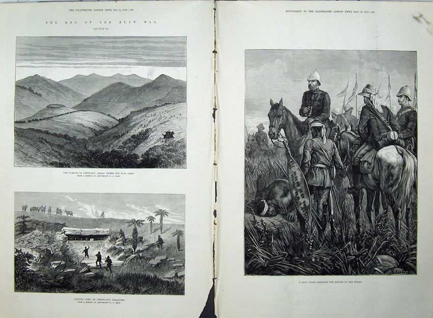 Old Antique Print Zulu War 1879 Cetewayo Kraal Treasures Guide Army Art 19th