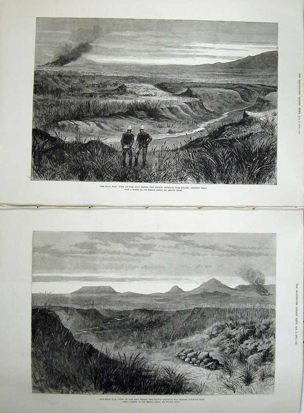 Rare Old Orginal Antique Print Zulu War 1879 Prince Imperial Mountians Fine A