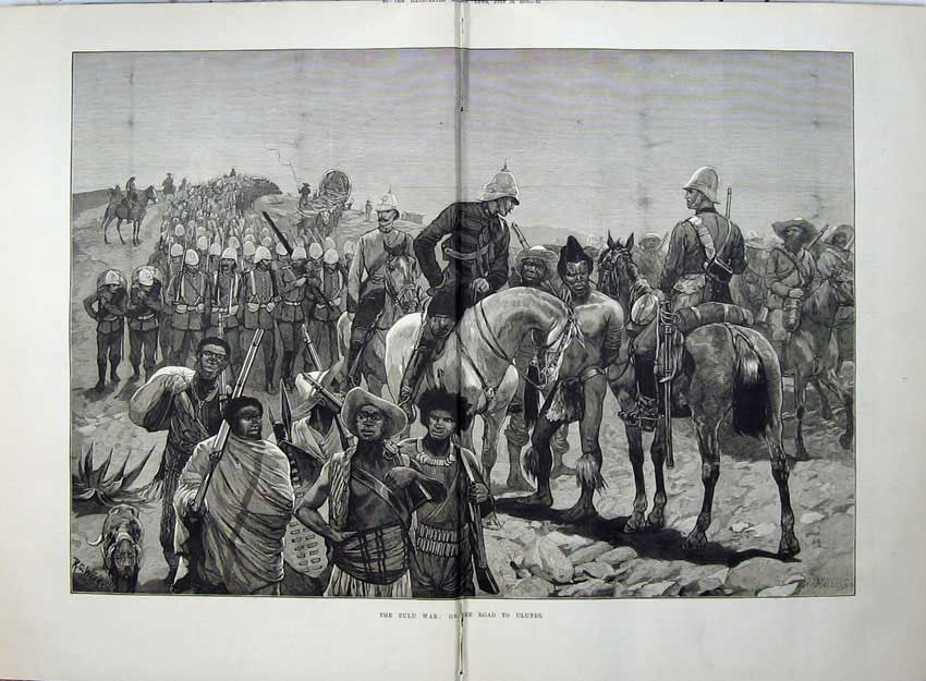 Old Antique Print Zulu War 1879 Ulundi Army Natives Men Horses Fine Art 19th