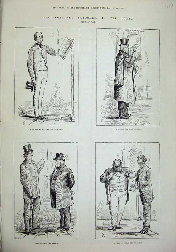 Old Antique Print 1880 Parlaiment Privy Councillors Senator Men Memebers 19th