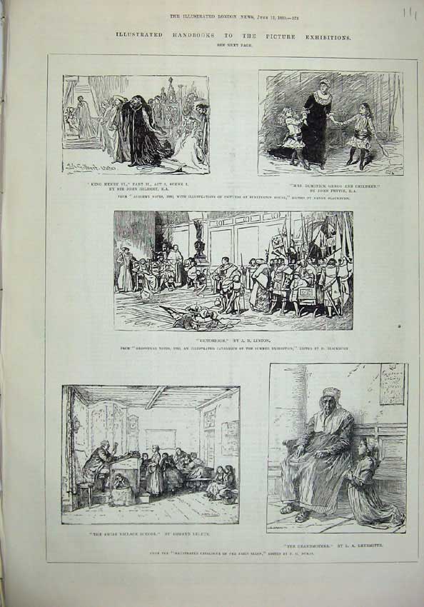 Old Antique Print 1880 Picture Exhibition Linton Lhermitte Pettie Gilbert 19th
