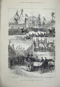 Original Old Antique Print 1880 Royal Truro Triumphal Arches Horse Carriage