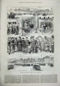 Original Old Antique Print 1880 Trooping Colours Queen'S Birthday Horses Guards