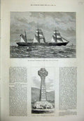 Old Antique Print 1880 Memorial Cross Princess Balmoral Ship Chimborazo 19th
