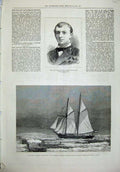 Old Antique Print 1880 Lieutenant Koolemans Beynen Schooner Ship Barents 19th
