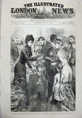 Old Antique Print 1880 Princess Wales Selling Flowers Bazaar Kensington 19th