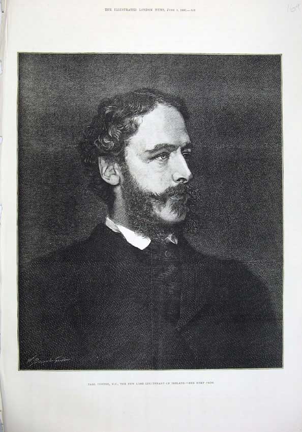 Old Antique Print 1880 Earl Cowper Lord Lieutenant Ireland Man Fine Art 19th