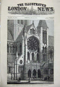 Old Antique Print 1880 Architecture New Cathedral Truro Transept Fine Art 19th