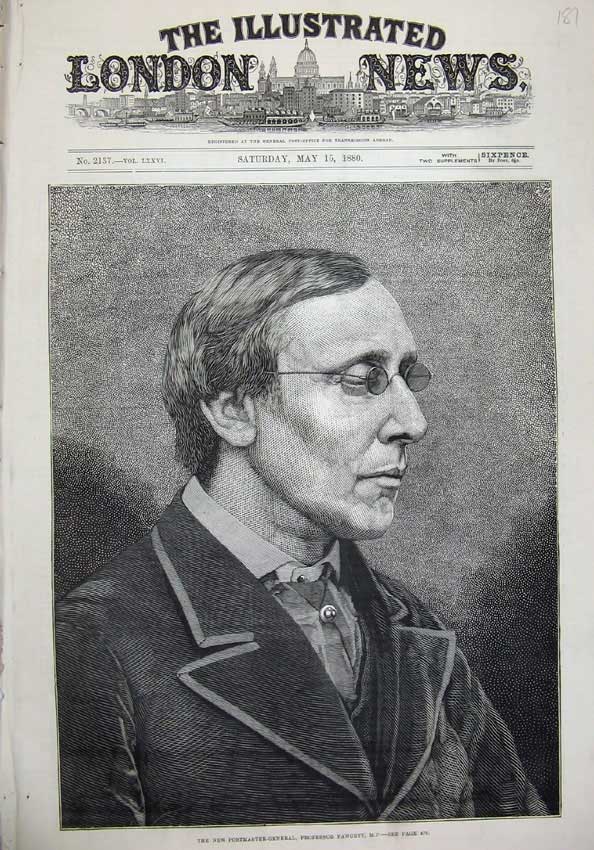 Old Antique Print 1880 New Postmaster General Professor Fawcett Man Art 19th
