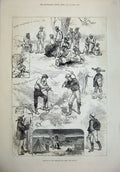 Old Antique Print 1880 America Camp Prairie Colorado Miners Negros Topeka 19th