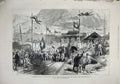 Old Antique Print 1880 Gothard Railway Tunnel Train Mountains Airolo Men 19th