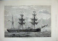 Old Antique Print 1880 Sail War Ship H.M.S Nelson Double Screw Ironclad 19th