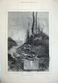 Old Antique Print 1880Fine Art Country Scene Lake Trees February Montbard 19th