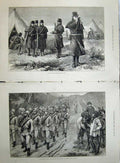Antique Old Print 1880 Brighton Review Ta Army Marching Brighton Reveille 19th