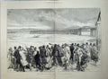 Antique Old Print 1880 Tay Railway Bridge River Construction People Boats 19th