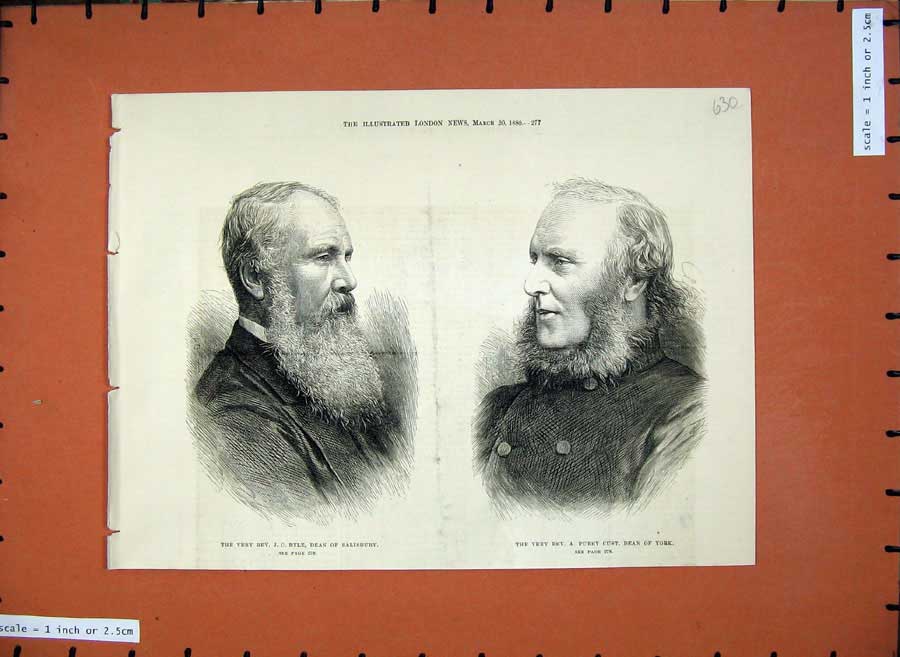 Original Old Antique Print 1880 Ryle Dean Salisbury Purey Cust Dean York Men