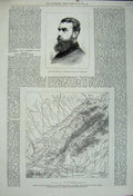 Old Antique Print 1880 Rev. Gordon Map Argandab River Ayoub Khan Robert'S 19th