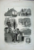 Old Antique Print 1880 Balmoral Scotland Crathie Church Distillery Castle 19th