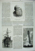 Old Antique Print 1880 Thomas Stoddart Monument Russian Army Ortigia Ship 19th