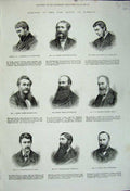 Original Old Antique Print 1880 Members House Commons Five Pages Men Portraits