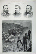 Old Antique Print 1880 Farming County Mayo Ireland Parnell Brennan Biggar 19th