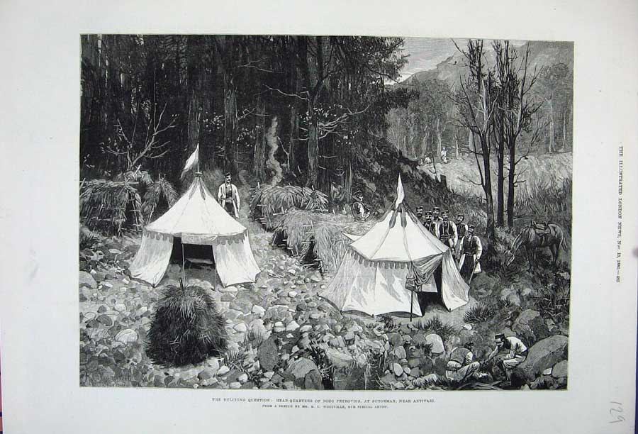 Old Antique Print 1880 Dulcigno Bozo Petrovics Sutorman Antivari War Army 19th