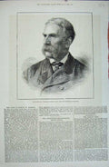 Original Old Antique Print 1880 Man William Patrick Adam New Governor Madras