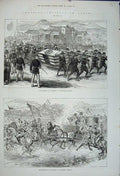 Old Antique Print Japan 1880 Mikado Journey Japanese European Transport 19th