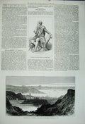 Old Antique Print 1880 Statue Robert Burns New York Christiansand Norway 19th