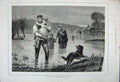 Original Old Antique Print 1880 Floods Family Children Country Dog House Tayler