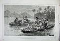 Old Antique Print 1880 Boat Race Market Tahiti Society Islands Mountains 19th