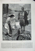Original Old Antique Print 1880 Fine Art Supplies Montenegrin Troops Podgoritza