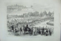 Original Old Antique Print 1880 Royal Engineers Runnymede Pontoon Bridge Thames