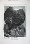 Old Antique Print 1880 Country Scene August Trees Lake Montbard Fine Art 19th