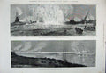 Old Antique Print 1880 Naval Attack Harbour Fort Portsmouth Submarine Art 19th
